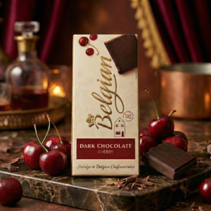A rich Belgian dark chocolate bar with a cherry flavour.